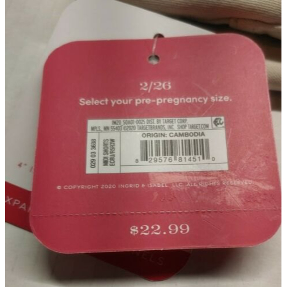 INGRID & ISABEL MATERNITY Size 2 Women's Jean Shorts Side Panel MIDI Beige - Picture 5 of 10